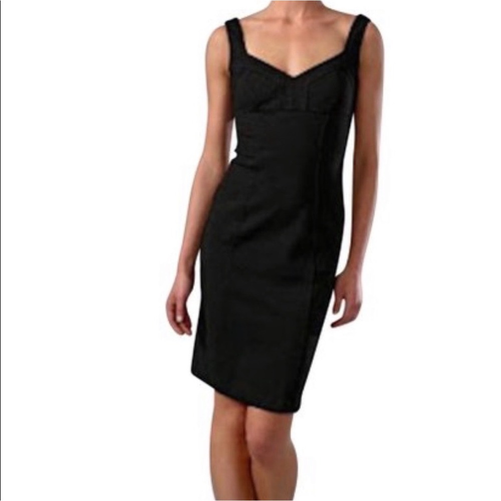 Diane von Furstenberg Black Lace‎ Up Sheath Mini Dress Sleeveless V-Neck Size 2